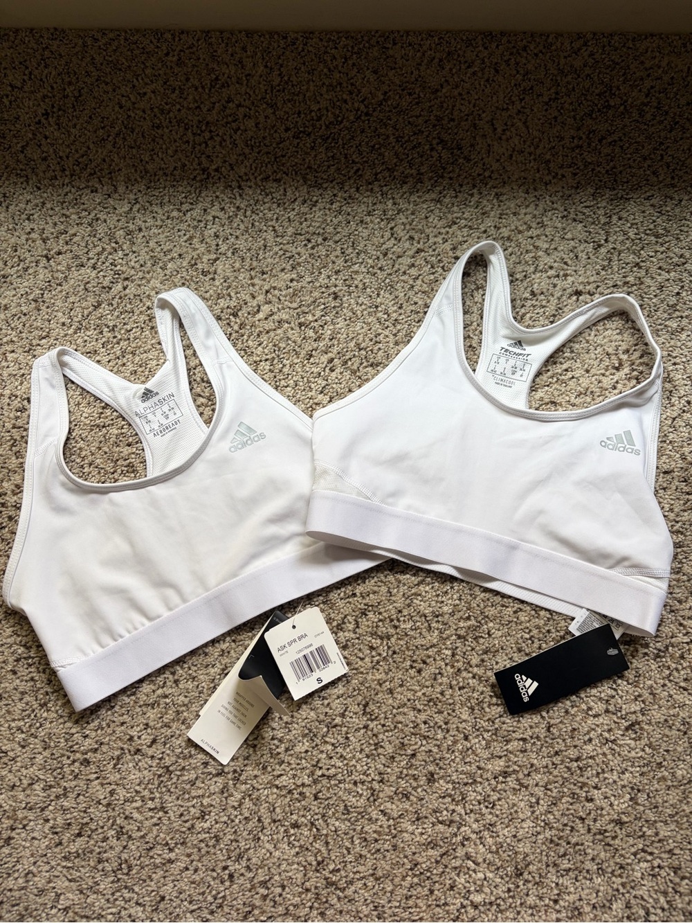 New with tags white Adidas sports bras